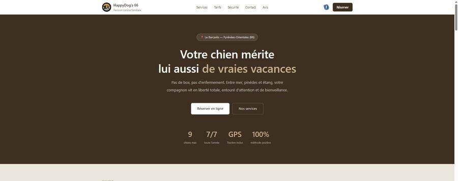 Site livré pour HappyDog's 66, pension canine